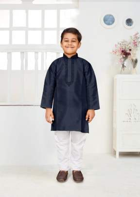 Lfh Prince Fancy Dhupian Silk With Thread Work Kurta Pyjama Nevy Blue Color 