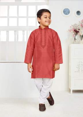 Lfh Prince Fancy Dhupian Silk With Thread Work Kurta Pyjama Peach Color 