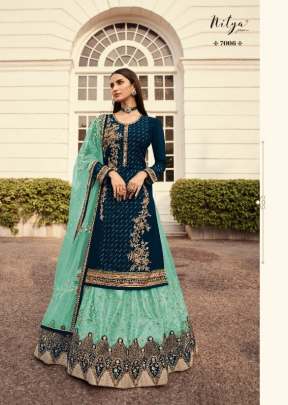 Lt Fabrics Nitya Heavy Faux Georgette With Embroidery Salwar Suit Rama Pista Color DN 7006