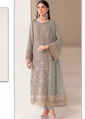 Maaria A Designer Pakistani Kurta Set Heavy Faux Georgette With Embroidery Sequence Work And Khatli Work Sea Green Color  DN 185