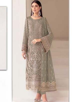 Maaria A Designer Pakistani Kurta Set Heavy Faux Georgette With Embroidery Sequence Work And Khatli Work Light Green Color  DN 185