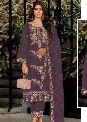 Maaria A Designer Pakistani Kurta set Heavy Faux Georgette With Embroidery Sequence Work And Khatli Work Wine Color DN 1196