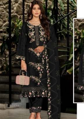 Maaria A Designer Pakistani Kurta set Heavy Faux Georgette With Embroidery Sequence Work And Khatli Work Black Color DN 1196