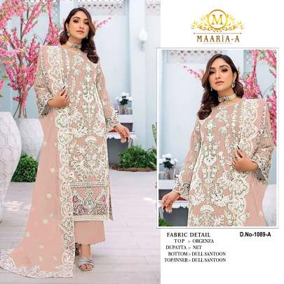 Maaria A Organza With Embroidery Sequence Work Pakistani Suit DN 1089