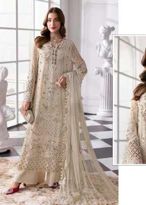 Maaria A DN 1200 Pakistani Suit In Heavy Faux Georgette With Embroidery Sequence And Khatli Work Off -White Color 