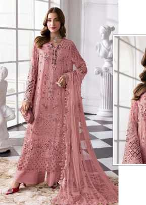 Maaria A DN 1200 Pakistani Suit In Heavy Faux Georgette With Embroidery Sequence And Khatli Work Baby Pink Color 