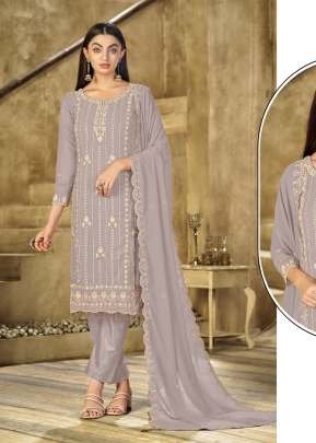 Mah E Rooh Exclusive Designer Heavy Faux Georgette Embroidered Sequence And Khatli Work Pakistani Suit Light Purple Color DN 2741