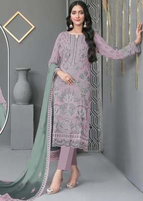 Mah-E-Rooh  Faux Georgette Pakistani Suit With Embroidered Sequence And Khatli Work Baby Pink Color DN 5206