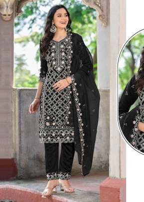 Mah E Rooh Heavy Chiffon With Embroidery And Sequence Work Pakistani Suit Black Color DN 4233