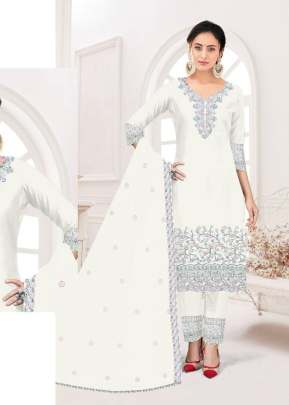 Mah E Rooh Heavy Faux Georgette With Embroidery Work With Pakistani Readymade Suit White Color DN 4113