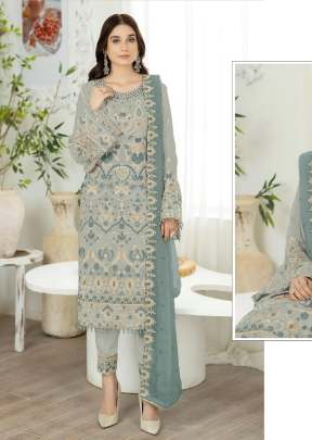 Mah E Rooh Heavy Faux Georgette Embroidery Sequence And Khatli Work Pakistani Suit Chestnut White Color DN 5140