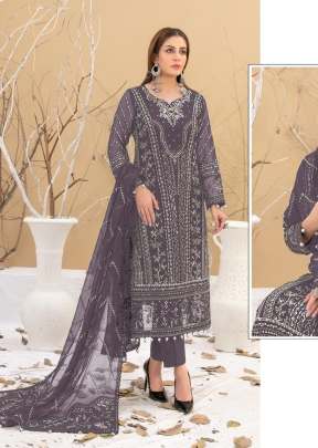 Mah E Rooh Heavy Faux Georgette With Embroidery Sequence Work Vineyard Wine Color DN 5133