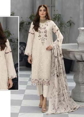Mah E Rooh Heavy Faux Georgette With Sequence Embroidery Khatli Work Pakistani Suit Off White Color DN 4188 