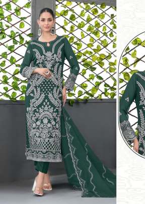 Mah E Rooh Heavy Faux Georgette With 3mm Sequence Embroidered Work & Khatli Work Pakistani Suit Green Color DN 4187
