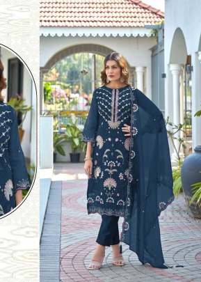 Mah E Rooh  Heavy Faux Georgette With Sequence Embroidered Work & Khatli work Pakistani Suit Blue Color DN 4182