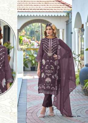 Mah E Rooh  Heavy Faux Georgette With Sequence Embroidered Work & Khatli Work Pakistani Suit WineColor DN 4182