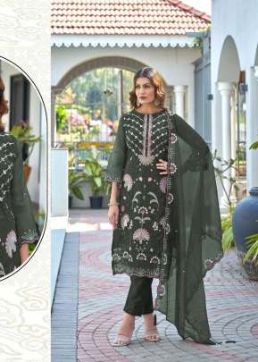 Mah E Rooh  Heavy Faux Georgette With Sequence Embroidered Work & Khatli Work Pakistani Suit Green Color DN 4182