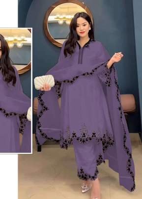  Mah E Rooh Heavy Faux Georgette with Embroidered work Pakistani Suit Purple Color DN 5168
