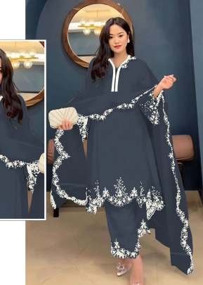  Mah E Rooh Heavy Faux Georgette with Embroidered work Pakistani Suit Nevy Blue Color DN 5168