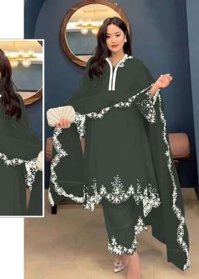  Mah E Rooh Heavy Faux Georgette with Embroidered work Pakistani Suit Green Color DN 5168