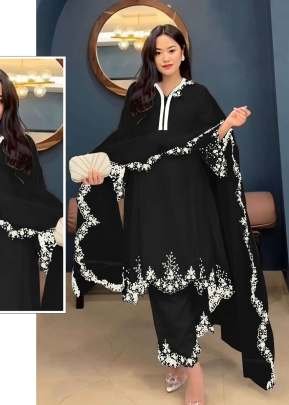  Mah E Rooh Heavy Faux Georgette with Embroidered work Pakistani Suit Black Color DN 5168