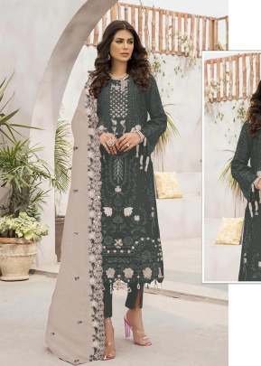 Mah-E-Rooh Premium Heavy Faux Georgette With Sequence Embroidered And Khatli Handwork Pakistani Suit Dark Grey Color DN 5154 