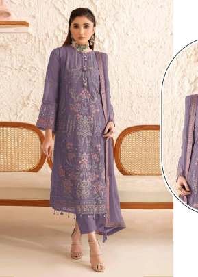 Mah-E-Rooh Premium Pakistani Suit In Faux Georgette With Embroidered Sequins And Khatli Work Lavender Color DN 4216