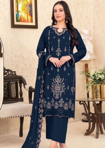 Mah E Rooh Royal Noor 9000 Velvet Salwar Suit 9000 with Heavy Embroidered Sequence Work Navy Blue Color DN 5242