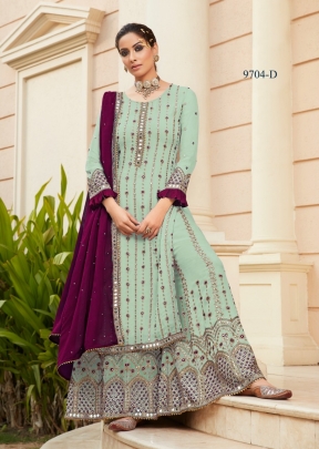 Maisha Nazakat Designer Suit DN 9704 Pista Color