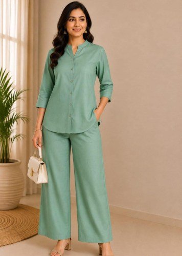 Exclusive Fancy Maitri Designer Cotton Bys Cord Set Light Green Color