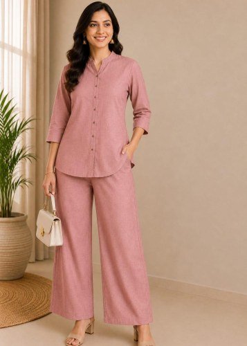 Exclusive Fancy Maitri Designer Cotton Bys Cord Set Rani Pink Color
