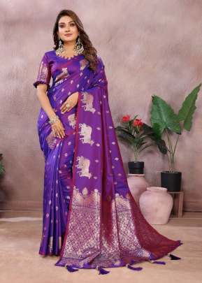 Manjari  Exclusive Summer Beautiful With Soft Work Wedding Wear Banarasi Silk Saree Purple Color 