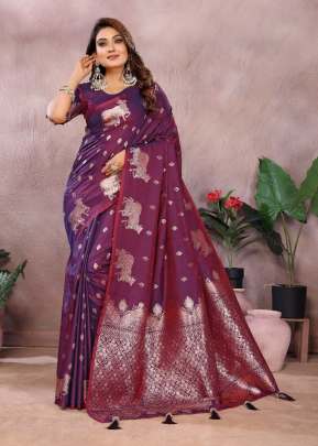 Manjari  Exclusive Summer Beautiful With Soft Work Wedding Wear Banarasi Silk Saree Violet Color 