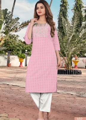 Mastani Designer 14kg Rayon Print Kurti With Palazzo Pink Color DN 102