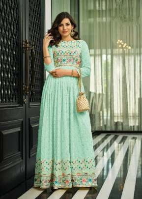 Minakshi Heavy Faux Georgette Designer Anarkali Gown Sky Blue Color DN 1435