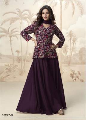 Mor Bagh Jivika Heavy Chinon With Embroidery Multi And Sequence Work Readymade Salwar Suit Wine Color DN 10247