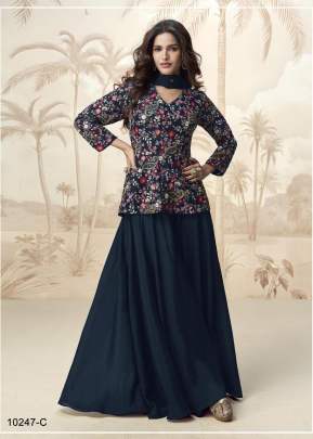 Mor Bagh Jivika Heavy Chinon With Embroidery Multi And Sequence Work Readymade Salwar Suit Nevy Blue Color DN 10247