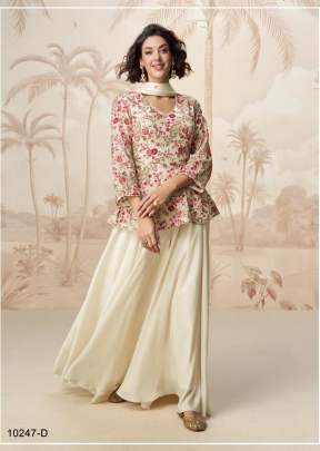Mor Bagh Jivika Heavy Chinon With Embroidery Multi And Sequence Work Readymade Salwar Suit White Color DN 10247