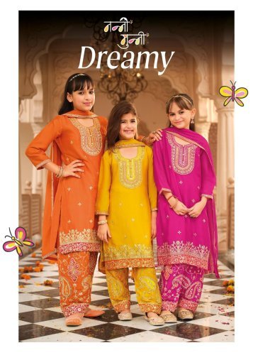 Nanni Munni Dreamy Chinon With Embroidery Work Top Farshi And Dupatta Set