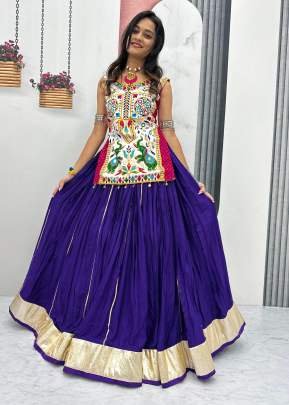 Navratri Festival Pure Cotton Heavy Gamathi Work With Real Mirror Work  With Lace Border Lehenga Choly Blue Color DN N43
