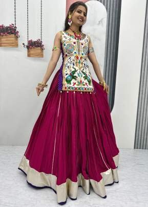 Navratri Festival Pure Cotton Heavy Gamathi Work With Real Mirror Work  With Lace Border Lehenga Choly Maroon Color DN N43