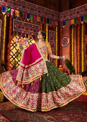 Navratri Festival Special Chaniya Choli Viscose Cotton Print With Thread Embroidery And Mirror Work Multi Color 