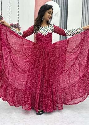 Navratri Special Fox Georgette And Gamthi Work With Kodi Lace Anarkali Gown Maroon Color DN N42
