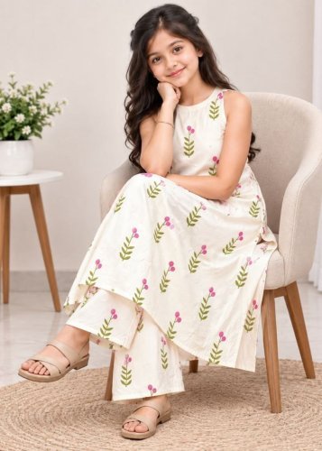  New Designer And Fancy Kurti Pent Cotton Blend With Print Off White Color LFH HK DN 293