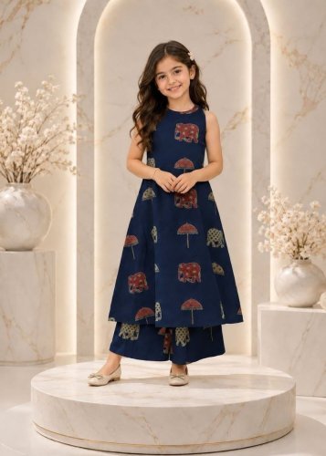  New Designer And Fancy Kurti Pent Cotton Blend With Print Navy Blue Color LFH HK DN 293