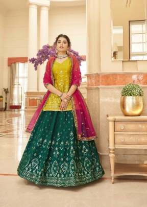 New Exclusive Embroidered Bridal Lehenga Choli Green Floracance Green And Deep Pink Color DN 1963