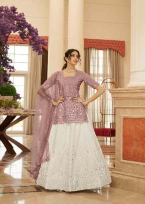 New Exclusive Embroidered Bridal Lehenga Choli White And Dusty Pink Color DN 1965