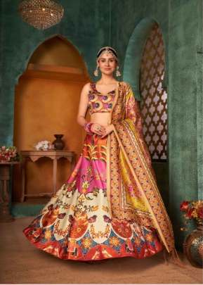 New Exclusive Printed Semi Stitched Pure Rera Silk Lehenga Choli Multi Color DN 142