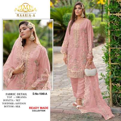 Organza With Heavy Embroidery And Khatli Work Pakistani Readymade Suit DN 1048