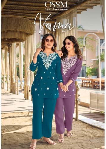 Ossm Vama Vol 5 Viscose Vetican Silk With Embroidery Work Co Ord Set Collection